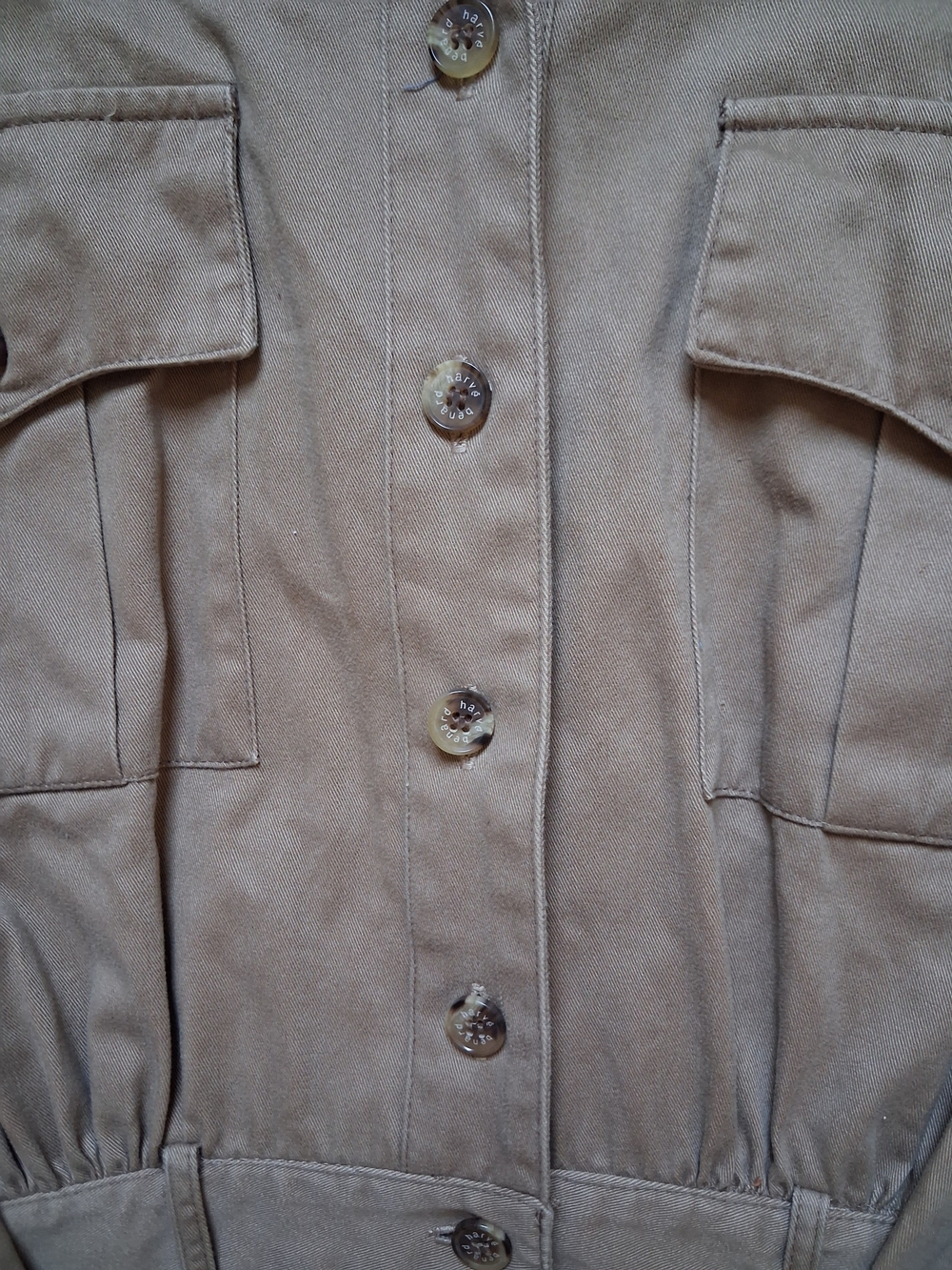 Harve Benard Shirt Dress Taupe Button-Front Utility Size 10 Vintage 80s - Picture 6 of 10